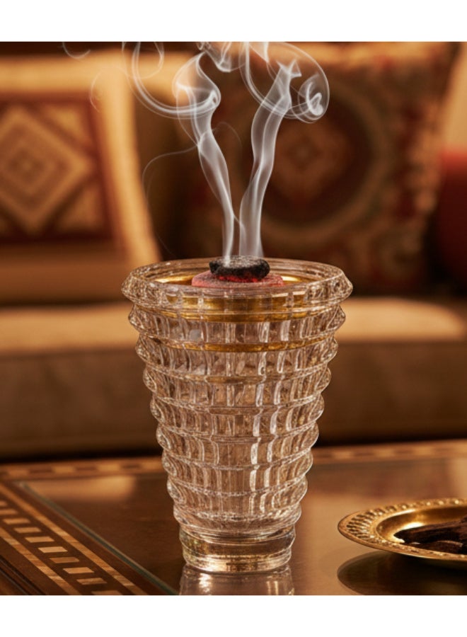 SAQOWARE Luxury Crystal Arabic Incense Bakhoor Burner(Clear) Madkhan / Mabkhara / Flower Base-Metal with Glass Holder - Image 5